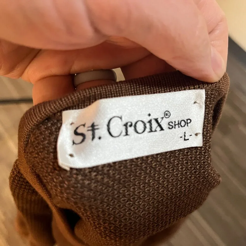 🍂 St. Croix Men’s V-Neck Sweater Brown Long Sleeve Knit Pullover Size L EUC 👔
